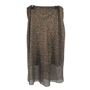 Vintage Leopard Print Elastic Waist Chiffon Skirt Large by Cool Collection